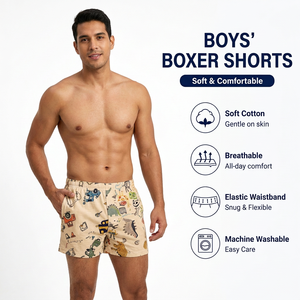Boxers pour hommes adultes, imprimé dessin animé, tricotés en coton doux, respirants, taille élastique, lavables en machine, style taille mi-haute - Product Image 3