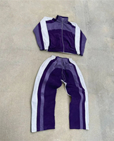 Ensemble unisexe personnalisé XL : Veste à cordon de serrage et pantalon de survêtement ample, motif patchwork, logo des fabricants – Hiver, grande taille, imprimé