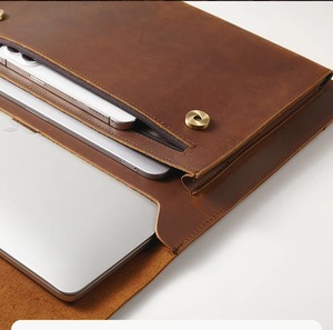 Vente en gros de sacs pour ordinateur portable en cuir véritable de haute qualité, durables, vintage, avec logo personnalisé, pour MacBook Air Pro 13 pouces - Product Image 5
