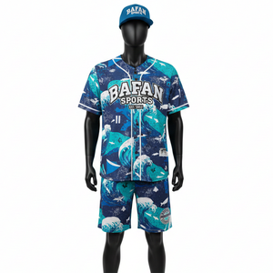 Ensemble de shorts de baseball pour hommes en tissu mesh polyester premium, bleu turquoise, impression par sublimation, logo personnalisé, vêtements de sport pour ensemble de shorts homme - Product Image 6