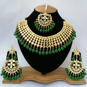 Indian Trendy Classic Choker Engagement Wedding Party Women's Jewelry Set Traditional Crystal Kundan Faux <b>Pearl</b> Gold Plated - Product Image 1