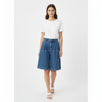 Shorts Bermuda Casuales de Mezclilla Transpirable con Pliegues Medios, Estilo Y2K, para Mujer, con Logotipo Personalizado, Pierna Ancha, 100% Algodón, Verano