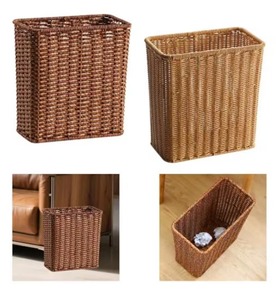 Rectangular Rattan Storage Basket Open Top Woven <b>Bin</b> for Household Indoor Use Simple Style Brown and Natural Color From India - Product Image 4