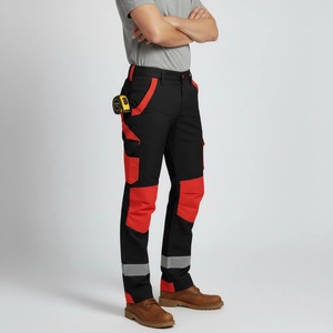 Men's High Visibility <b>Work</b> Pants With Side Pockets <b>Elastic</b> Waist Breathable Polyester Cotton <b>Trousers</b> Spring Workwear Style - Product Image 6
