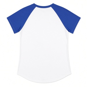 Zeta Phi Beta V-Neck Raglan <b>T</b>-<b>Shirt</b> <b>Women</b> <b>White</b> Royal Blue Sleeve Glitter Script Shield Crest Sorority Tee Short Sleeve Top - Product Image 2