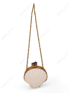 Pochette de soirée de luxe en forme d'éventail en coquille de palourde naturelle avec fermoir en cristal d'améthyste pour la vente en gros, OEM et marque privée - Product Image 5