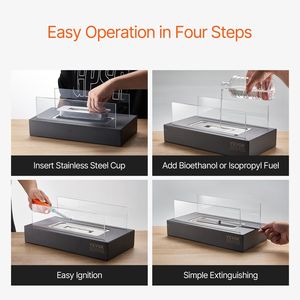 Foyer de table en métal de 14 pouces Cheminée extérieure intérieure avec verre pour une ambiance améliorée - Product Image 5