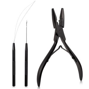 Hair Extension <b>Pliers</b> <b>Set</b> Metal Tool For Installation And Removal Black Handle - Product Image 1