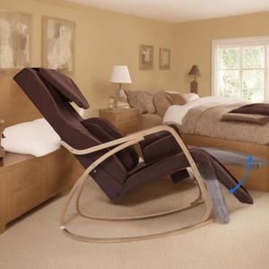Comoda Poltrona a Dondolo Marrone con Funzione Massaggio Completo e Cuscino in Tessuto PU con Pressione d'Aria per il Relax delle Gambe - Product Image 6