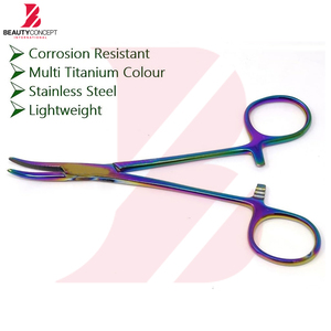 Pinzas Hemostáticas Largas 5 con Punta Curva Totalmente Dentada, Fabricadas en Acero Inoxidable, Color Titanio Multicolor, Pinzas de Bloqueo Kelly - Product Image 6