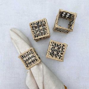 Anillo para Servilletas de Rafia Hecho a Mano, Decoración de Mesa Estilo Bohemio, Forma Irregular, Decoración del Hogar, 1 Pieza - Product Image 4