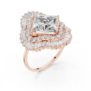 Anillo de Compromiso de Oro Amarillo de 14K con Diamante Cultivado en Laboratorio Certificado por IGI, Corte Princesa de 3 CT y Corte Baguette Lateral, Aniversario, Boda - Product Image 6