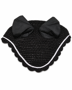 Equestrian Brown Crochet Fly Veil Gold trim Breathable Soft ear bonnet Protection horse Riding Accessories - Product Image 4
