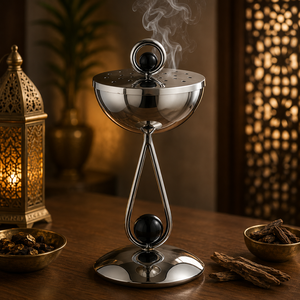 Brûleur à Bakhoor en bois et métal fait main, encensoir arabe Oud Mabkhara, finition dorée, décoration de table, vente en gros, fabricant - Product Image 6
