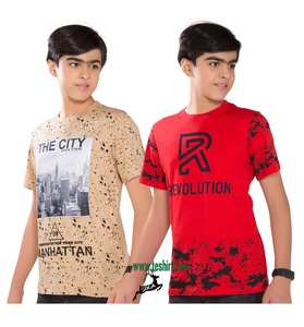 T-shirt à manches courtes et col rond pour enfants, imprimé à la mode, 100% coton, pour garçons, vente en ligne, articles en stock, inde - Product Image 3
