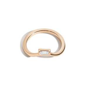 แหวนทองคำ 14k 18k ลายคลื่นประดับเพชรทรงบาแก็ตต์สังเคราะห์แบบซ้อนได้ ชุดแหวนแต่งงานโค้งสไตล์อาร์ตเดโค จากผู้ผลิต - Product Image 1