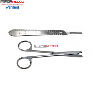 ชุดเครื่องมือผ่าตัด กรรไกรเย็บแผล 4.5 นิ้ว ด้ามมีดผ่าตัดสแตนเลส # คู่มือการผ่าตัดเล็กแบบปลอดเชื้อ 4 10 - Product Image 2