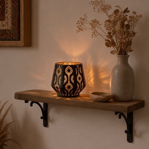 Modern Black Metal Moroccan Lantern Set with Intricate Openwork Pattern Decorative <b>Candle</b> <b>Holders</b> for Home Table Decor - Product Image 3