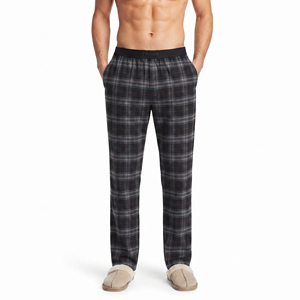 Pantalon de nuit en flanelle de haute qualité pour hommes, 100% coton, à carreaux, pantalon de pyjama, pantalon de nuit en flanelle à taille élastique pour hommes - Product Image 1