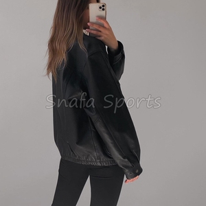 Women Oversized Leather <b>Jacket</b> 2026 Trendy <b>Sheepskin</b> <b>Jacket</b> with Custom Logo Women Leather <b>Jackets</b> For Sale - Product Image 5