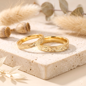 แหวนแต่งงานทองคำขาว 14K สลักลายวินเทจ แหวนหมั้นแบบยูนิเซ็กซ์ น้ำหนัก 7-10 กรัม แหวนขอแต่งงาน ชุบทอง - Product Image 1