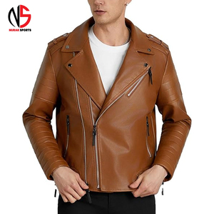NURAK SPORTS Veste de moto pour homme en cuir véritable marron, imperméable, respirante, coupe-vent, coupe ajustée, col rabattable, très vendue - Product Image 4