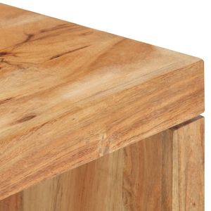 Table basse en bois d'acacia massif avec cadre en fer thermolaqué à grain de bois naturel - Product Image 5