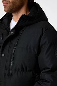 เสื้อแจ็คเก็ตพัฟเฟอร์ผู้ชายแบบมีฮู้ด ดีไซน์ใหม่ สีพื้น ผ้าแคนวาส ปักโลโก้ด้านหน้า กันน้ำ ระบายอากาศได้ดี เหมาะสำหรับใส่กลางแจ้งในฤดูหนาว สไตล์สตรีทแวร์ - Product Image 6