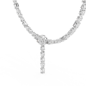 Collier chaîne tennis de luxe en or blanc 18 carats orné de diamants de laboratoire à taille mixte pour les occasions spéciales, mariages et fiançailles - Product Image 4