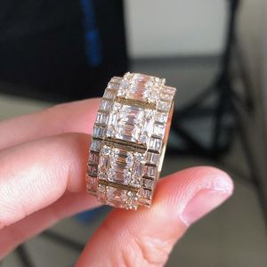 Anillo de Diamantes Cultivados en Laboratorio, Corte Baguette, Oro Sólido de 14K, Ancho, de Lujo, para Boda o Aniversario, Joyería Fina - Product Image 5