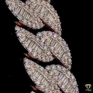 Chaîne cubaine Miami Baguette de luxe avec diamants Moissanite en argent sterling 925, passe le testeur de diamants, bijoux Hip Hop - Product Image 3