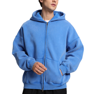 Streetwear Acid Wash Men's Zipper Hoodies Top Seller Heavyweight Oversized Vintage Style Zip <b>up</b> Hoodie For <b>Boys</b> - Product Image 1