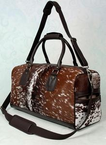 กระเป๋าเดินทางหนังวินเทจลายขนสัตว์ กระเป๋าหนังวัวแบบดัฟเฟิลสำหรับวันหยุดสุดสัปดาห์ กระเป๋าถือขึ้นเครื่อง คุณภาพส่งออก OEM LHTB-0112 - Product Image 2