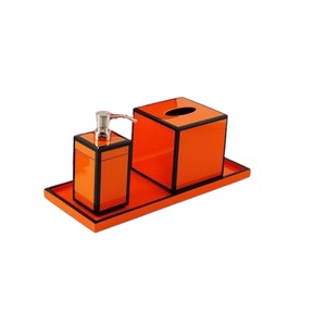 Ensemble d'accessoires de salle de bain en résine orange laquée, style moderne, durable, pour la maison - Product Image 4