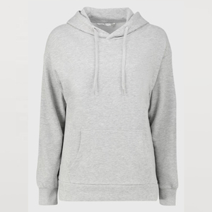 Sudadera con Capucha de Forro Polar Gris para Mujer, Corte Regular, Color Sólido, Informal, con Bolsillo, para Otoño, Ropa Deportiva - Product Image 1