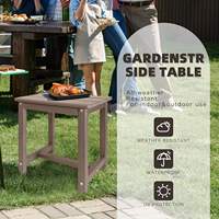 Table de cuisine d'extérieur carrée moderne en bois composite, base de pieds résistante aux intempéries, non pliable, durable, écologique