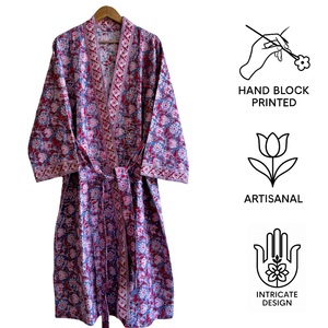 Peignoir gaufré violet imprimé à la main Knnotted Earth pour femme, en coton de luxe, antimicrobien, doux, séchage rapide, unisexe, pour la plage - Product Image 2