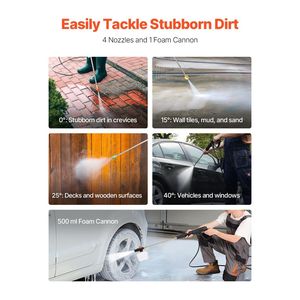 Nettoyeur haute pression électrique haute puissance, 2700 PSI max, 1,8 GPM, machine de nettoyage avec 4 buses à connexion rapide pour diverses tâches - Product Image 4