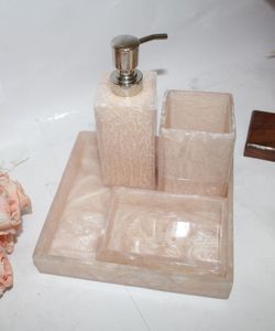 Handcrafted Resin Bathroom Set Earth Tone Swirl Liquid Soap Dispenser Toothbrush Tumbler Oval Soap Tray Square <b>Vanity</b> Organizer - Product Image 4