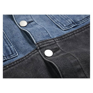 แจ็กเก็ตกางเกงยีนส์สำหรับเข้ารูปเสื้อแจ็กเก็ตยีนส์สีน้ำเงินย้อนยุควินเทจแฟชั่นถูกทำลาย - Product Image 5