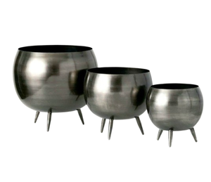 Hammered Design Metal Plater In <b>Large</b> Capacity Nickel Silver Finished Metal Planter - Product Image 4