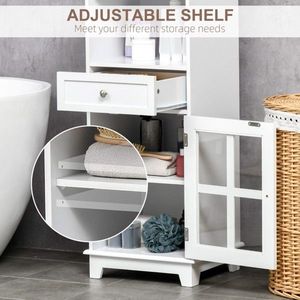 Mobile da Bagno Salvaspazio in MDF Bianco con Specchio per Casa, Soggiorno e Uso Alberghiero - Product Image 6