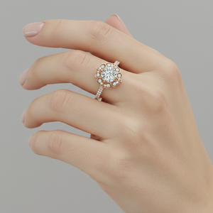 แหวนหมั้นหรูหราประดับเพชรทรงหยดน้ำเคลือบทองคำสีกุหลาบ พร้อมใบรับรอง - Product Image 6