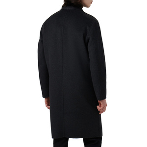 Manteau long en laine et coton de haute qualité pour homme, style trench-coat, décontracté, streetwear, vêtement d'extérieur chaud pour l'hiver, à revers, simple boutonnage - Product Image 5