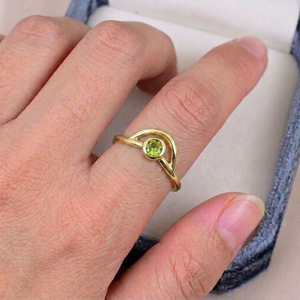 Solid 925 Sterling Silver <b>Peridot</b> <b>Ring</b> Bezel Setting Minimalist Gemstone <b>Ring</b> Gold Plated Geometric Band Everyday Wear <b>Ring</b> - Product Image 5