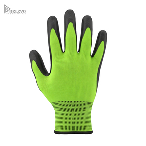 Custom Non-Slip Black PU Coated Work Safety <b>Gloves</b> High Vis Breathable Seamless <b>Knit</b> Shell Elastic Wrist Mechanics Safety <b>Gloves</b> - Product Image 1