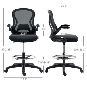 Sedia da Scrivania Ergonomica in Rete Certificata BIFMA con Braccioli Ribaltabili, Supporto Lombare, Poggiapiedi Regolabile, Anello Nero per Uso Domestico - Product Image 3