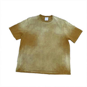Men's Oversized Short Sleeve Stand Collar Solid Color <b>Knitted</b> 100% Cotton 280g Casual Breathable T-Shirt - Product Image 4