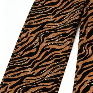 Tiger Print Wide Leg Trousers Brown Black <b>Animal</b> <b>Pattern</b> Streetwear Heavyweight Cotton Relaxed Fit Loose Drawstring Pants - Product Image 4
