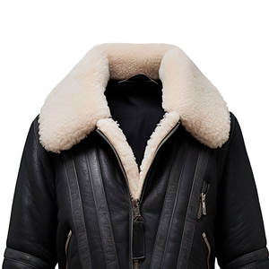 Veste en cuir de mouton Sherpa pour homme, prix de gros, respirante, coupe-vent, en toile et fourrure, design personnalisé, haute qualité, hiver - Product Image 3